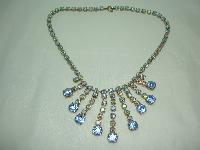 Vintage 50s FAB Blue AB Diamante Festoon Drop Necklace