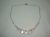 Vintage 50s Diamante & Mother of Pearl Drop Necklace 