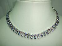 Vintage 50s Fab 2 Row AB Rhinestone Diamante Necklace