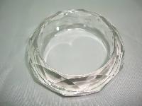 1950s Style Wide Chunky Clear Lucite Faceted Bangle WOW