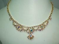 Vintage 50s Sparkling AB Rhinestone Diamante Cascade Drop Necklace