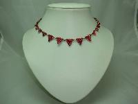 Vintage Art Deco Fab Pink Paste Diamante Triangle Drop Style Necklace