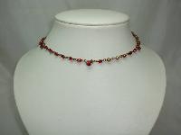 Vintage Art Deco Fab Pink Paste Diamante Triangle Drop Style Necklace