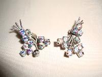 30s AB Rainbow Crystal Diamante Flower Drop Necklace and Earrings Set