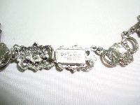 1950s Signed Jewelcraft Ornate Pink Diamante Necklace Brooch Earrings