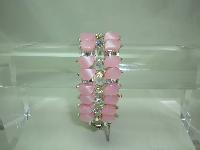 Vintage 50s Amazing Wide Pink Moonglow Lucite AB Diamante Bracelet 