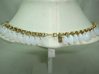 Vintage 80s Signed Rochelle Opaline Glass Drop Bead 18ct gp Necklace 