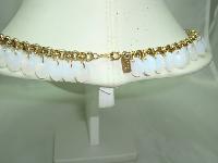 Vintage 80s Signed Rochelle Opaline Glass Drop Bead 18ct gp Necklace 