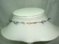 Vintage 30s Art Deco Blue Venetian Wedding Cake Glass Bead Necklace