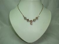 Vintage 30s Quality Articulated Paste Diamante Flower Drop Necklace 