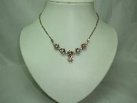 Vintage 30s Quality Articulated Paste Diamante Flower Drop Necklace 