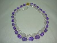 Vintage 50s 2 Row Purple & Clear Lucite Bead Necklace