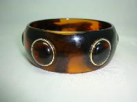 Vintage 80s Chunky Amber Brown Lucite Circles Cuff Bangle