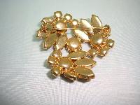 Vintage 50s Large Amber Brown & AB Diamante Flower Domed Brooch