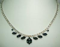 Vintage 50s Quality Sapphire Blue & Clear Diamante Necklace