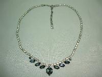 Vintage 50s Quality Sapphire Blue & Clear Diamante Necklace