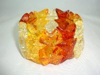 Vintage 50s Honey and Amber Confetti Sparkle Lucite Stretch Bracelet