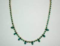 Vintage 50s Quality Green Diamante Drop Necklace 