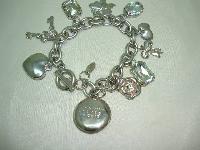Chunky Signed Johnny Loves Rosie Silver Charm Bracelet  Lipgloss Charm