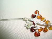Beautiful Sterling Silver Two Tone Amber Bunch of Grapes Brooch