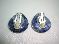 Vintage 70s Large Purple Blue Lucite Clip On Earrings