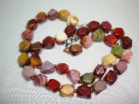 Beautiful Colourful Natural Agate Faceted Bead Hand Knotted Necklace