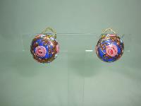 1930s Blue Pink and Gold Venetian Glass Wedding Cake Clip on Earrings