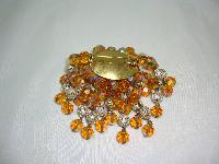 Vintage 50s Citrine Glass Bead & Silver Tassel Cascade Brooch