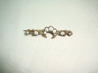 Antique Victorian Pretty Paste Crescent Moon Gold Bar Brooch