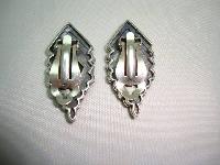 Art Deco Style Sterling Silver Black Onyx + Marcasite Clip on Earrings