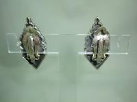 Art Deco Style Sterling Silver Black Onyx + Marcasite Clip on Earrings