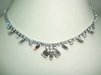 Vintage 50s Sparkling Quality Baguette Cut Diamante Drop Necklace