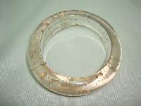 Vintage 70s Funky Wide Chunky Clear Lucite Gold Confetti Bangle Wow!