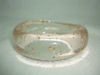 Vintage 70s Funky Wide Chunky Clear Lucite Gold Confetti Bangle Wow!