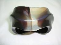 Vintage 80s Chunky Wide Brown Swirl Design Resin Lucite Cuff Bangle 
