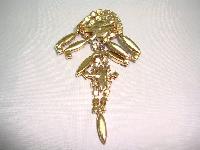 Vintage 50s Unusual Pink and Red Diamante Flower Dangle Drop Brooch