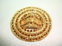 Vintage 50s Fabulous Large Domed Oval Citrine Diamante Goldtone Brooch
