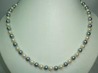 Quality Grey and White Simulated Pearl Necklace Sterling Silver Clasp 