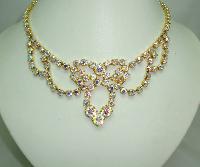 Vintage 50s Amazing AB Diamante Gold Cascade Drop Necklace