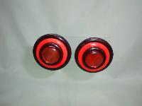 Vintage 60s Big & Bold Shades of Red Lucite Disc Clip On Earrings
