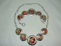 Fabulous Chunky Red Murano Glass Circles Silver Necklace and Bracelet 
