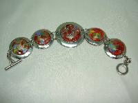 Fabulous Chunky Red Murano Glass Circles Silver Necklace and Bracelet 