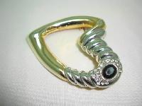 Large Contemporary Gold and Silver Diamante Stylised Heart Brooch Fab!