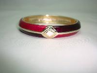 Vintage 80s Deep Pink and Purple Enamel Stripe Goldtone Hinged Bangle