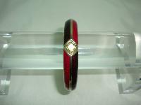 Vintage 80s Deep Pink and Purple Enamel Stripe Goldtone Hinged Bangle