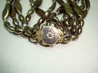 Vintage 50s 6 Row Gold & AB Glass Bead Twist Necklace Fab Flower Clasp