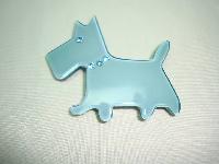 Very Cute Teal Blue Lucite Scottie Dog Brooch with Diamante Collar