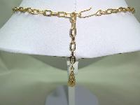 Vintage 50s Fab Pink Moonglow Lucite Fancy Link Gold Choker Necklace