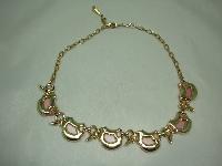 Vintage 50s Fab Pink Moonglow Lucite Fancy Link Gold Choker Necklace