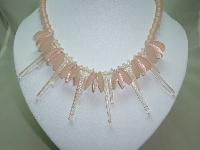 Vintage 70s Contemporary Pretty Pink Lucite Circles Drop Bead Necklace